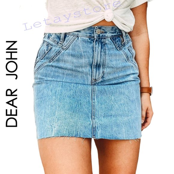 Dear John Dresses & Skirts - NWT DEAR JOHN Quinn Raw Hem Denim Mini Skirt